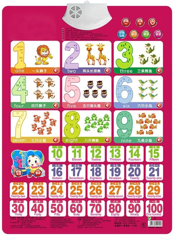 Kids Early Education Books - Number Learning Card Book 1-100 Baby
