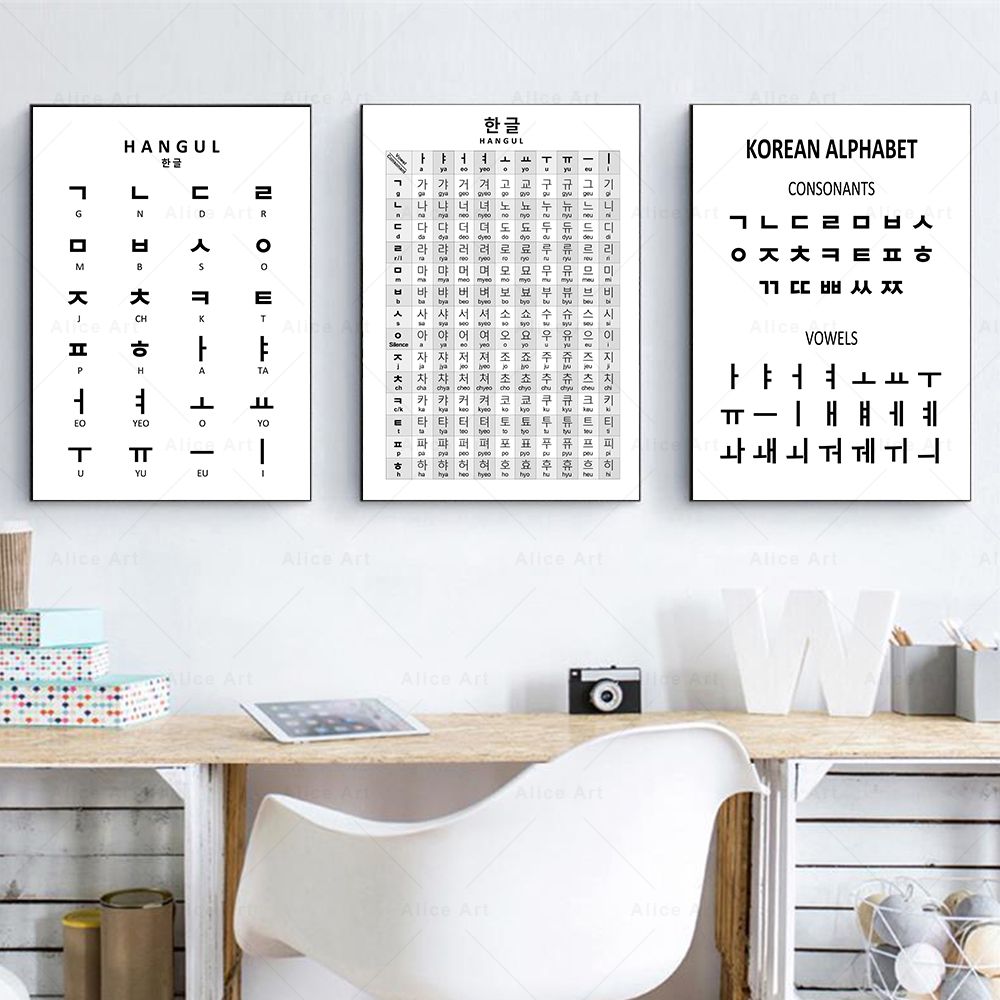 Kids Educational Posters - Bảng Chữ Cái Hàn Quốc In