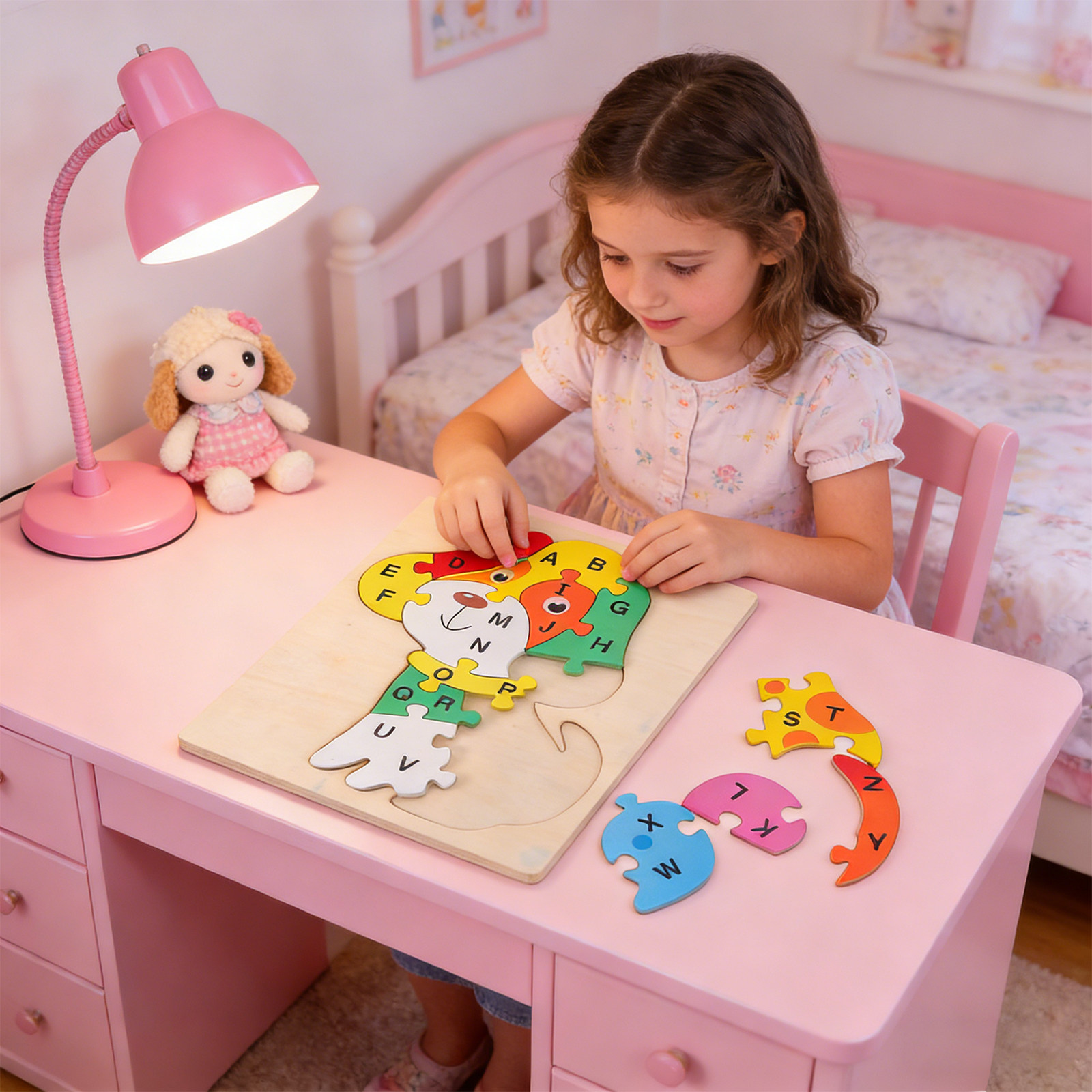 1Set Kids Alphabet Puzzle Wood - đánh giá và giá Abc Kids Early Education
