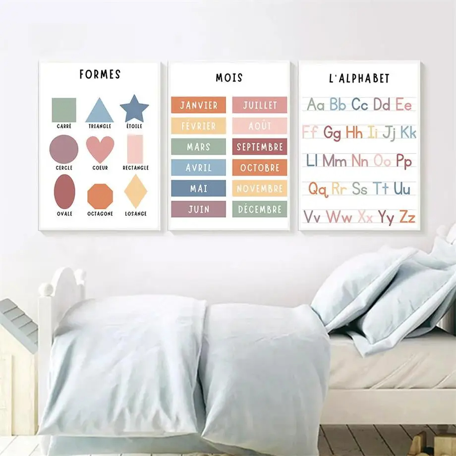 English French Number Alphabet - đánh giá và giá Kids Educational Posters