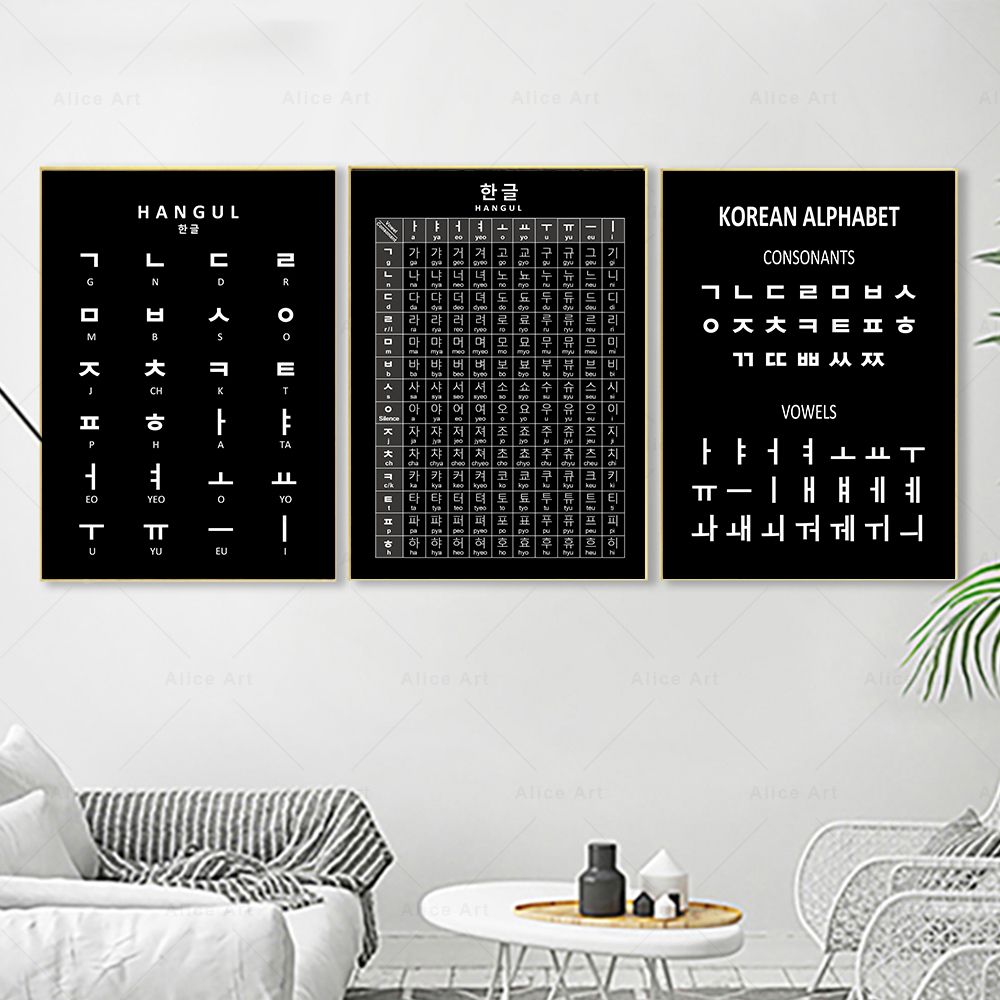 Bảng Chữ Cái Hàn Quốc In Hình  - đánh giá và giá Kids Educational Posters