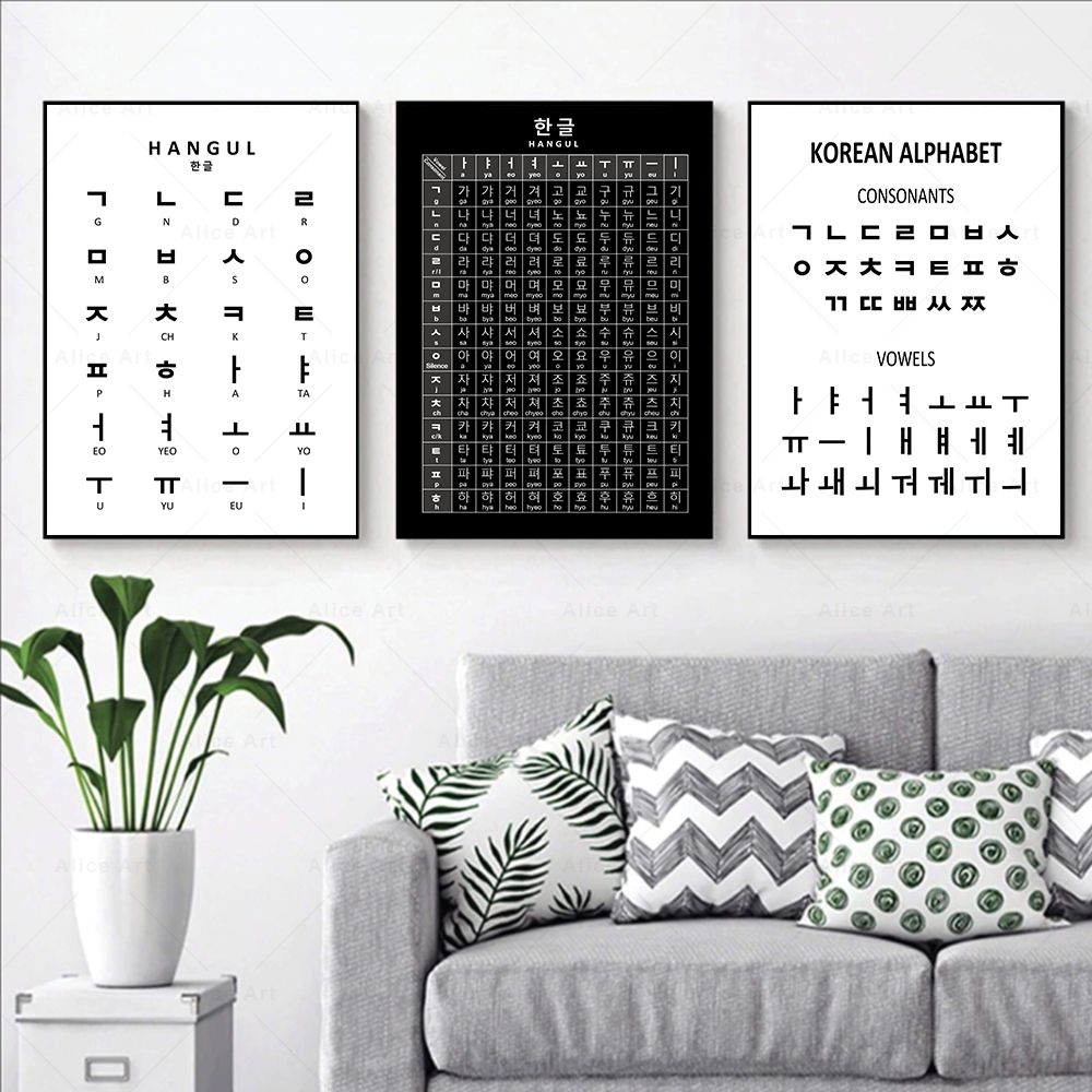 Bảng Chữ Cái Hàn Quốc In Hình  - đánh giá và giá Kids Educational Posters
