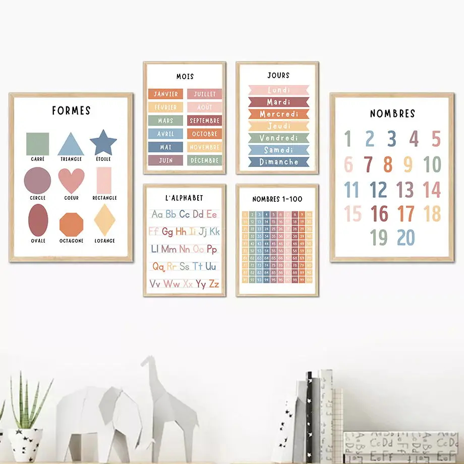 English French Number Alphabet - đánh giá và giá Kids Educational Posters